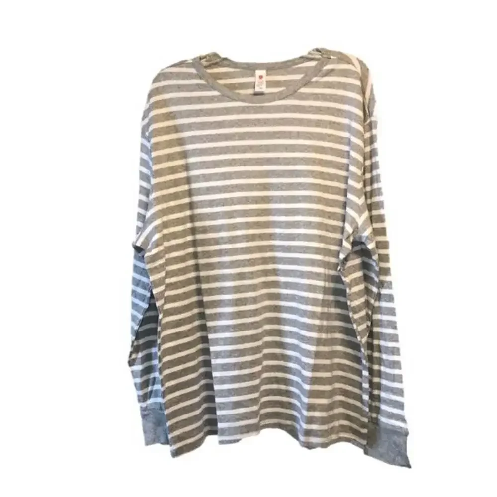 MENS 100% Cotton Pajama Set Gray and White Striped Size M New in open packaging - Picture 2 of 13